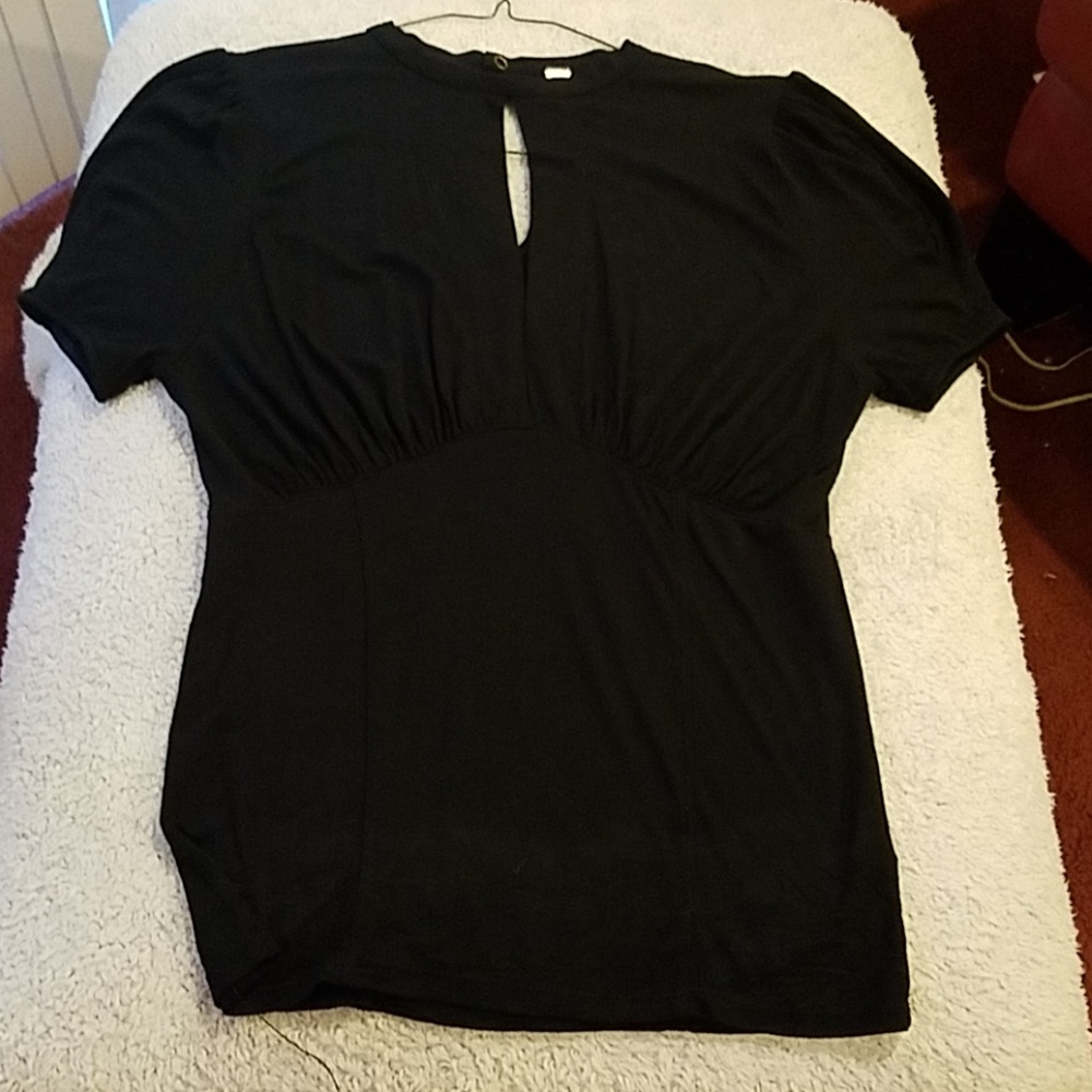 Free People Black Peephole Blouse